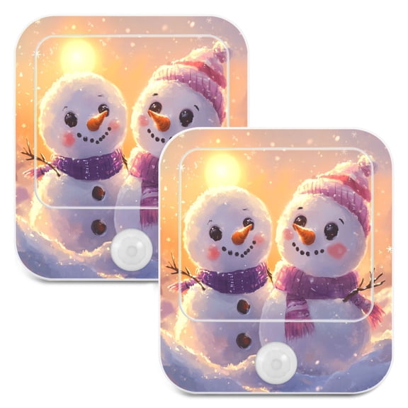 WOBOGO Snowman at Sunset Night Light Lamp with Smart Sensor Dusk to Dawn Sensor 0.6W Plug-in 2-Pack