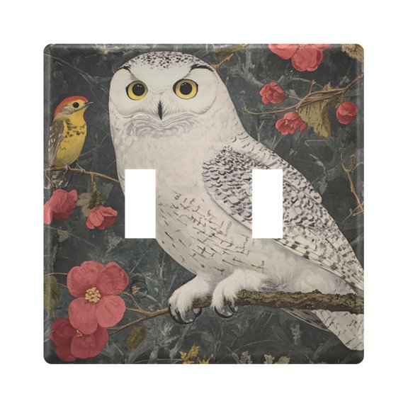 WOBOGO Snowy Owl 2-hole Switch Plates PC Flame Retardant Plastic Material Glossy Finish Smooth Touch 4.56x4.48x0.27in