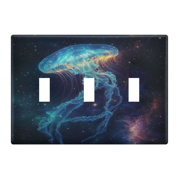 WOBOGO Space Jellyfish 3-hole Switch Plates PC Flame Retardant Plastic Material Glossy Finish Smooth Touch 6.37x4.48x0.27in
