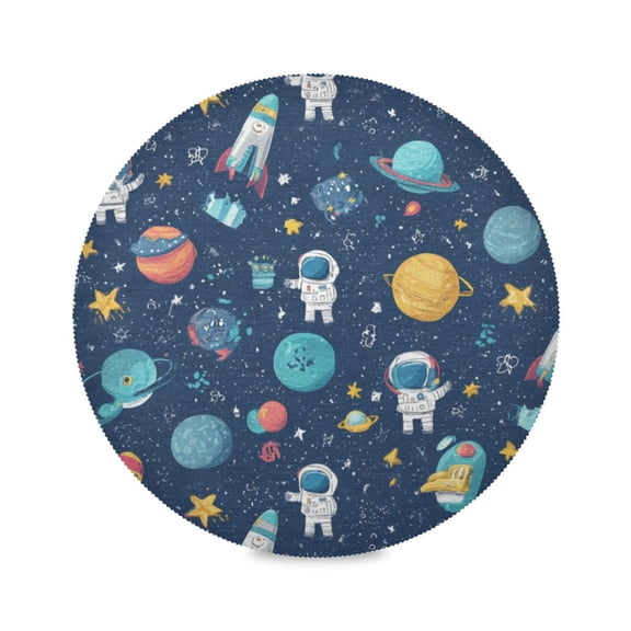 WOBOGO Space Themed Round Placemats Set of 1 Heat Resistant Washable Kitchen Table Decorations 15.4in