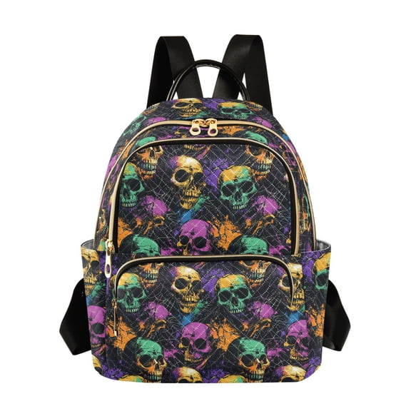 WOBOGO Spider Web Skull Backpack Durable Lightweight Shoulder Bag Built-in Laptop Sleeve and Multiple Utility Compartments