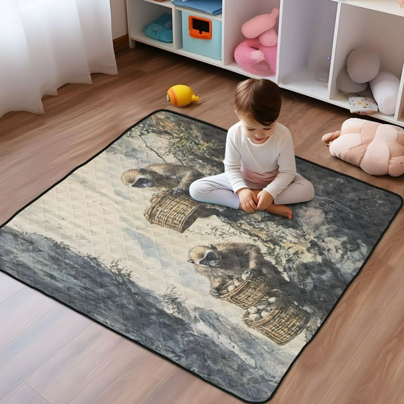 WOBOGO Spirit Monkeys Baby Playmats Extra Large Waterproof Rollable Activity Pads for Toddlers 5050inch