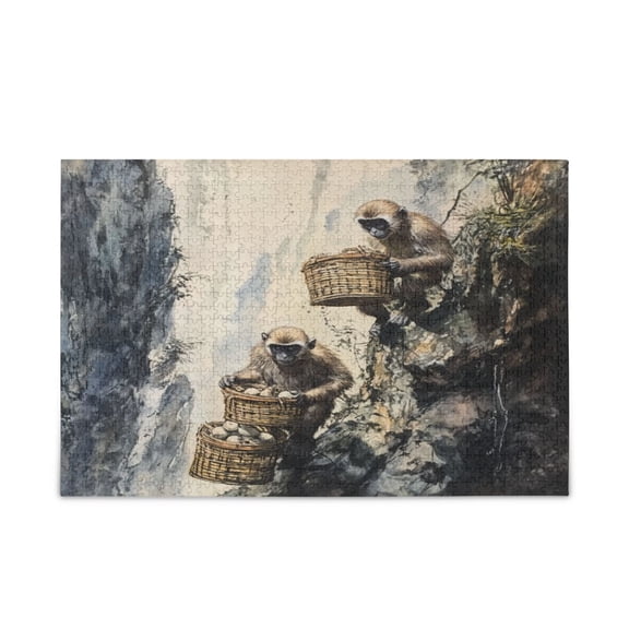 WOBOGO Spirit Monkeys Puzzle Challenge 1000 Piece Jigsaw Suitable for Game Night Finished Size 29.5 x 19.7in