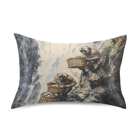 WOBOGO Spirit Monkeys Satin Pillowcase Soft Smooth Envelope Design Comfortable Bedding Essentials 20×26in