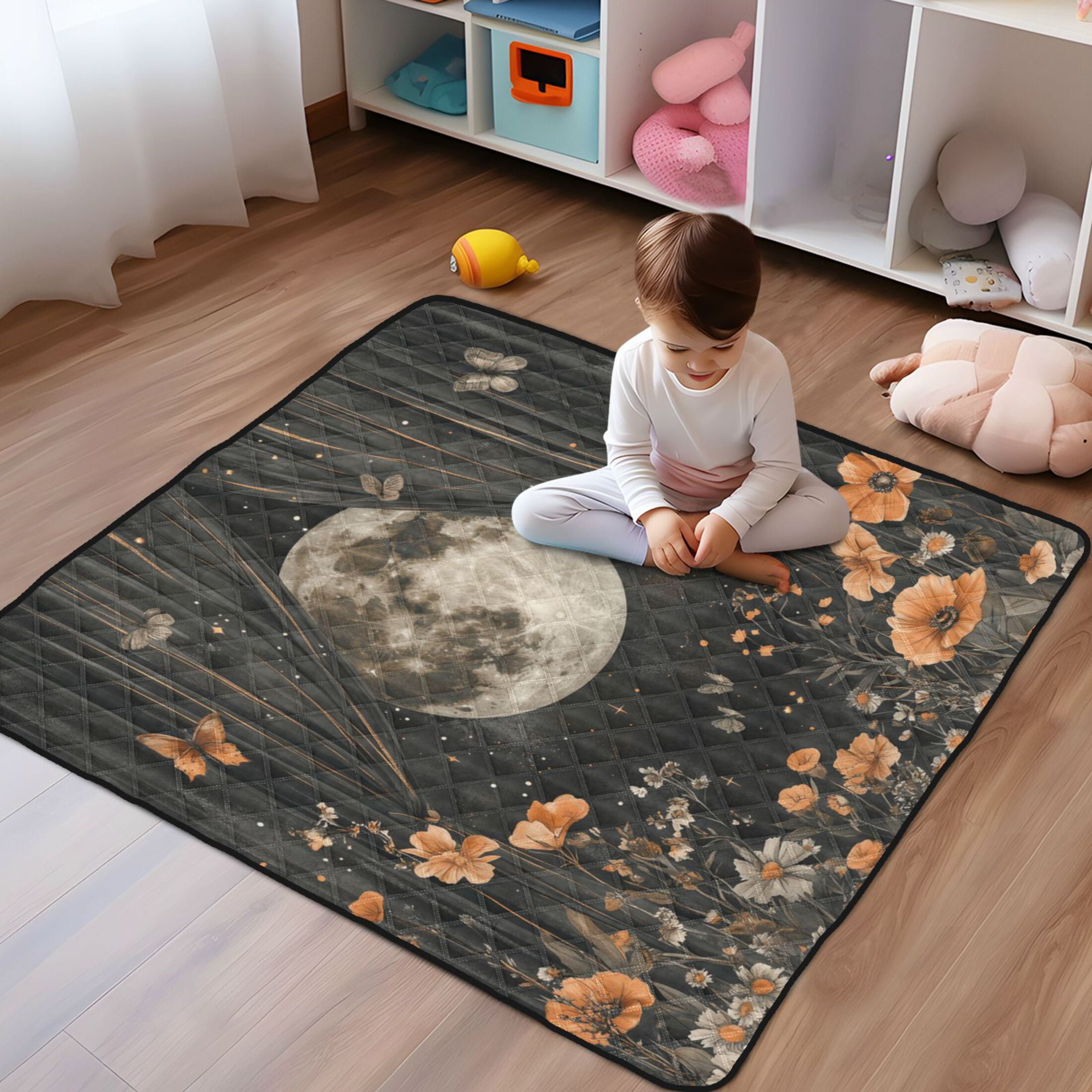 WOBOGO Spiritual Night Baby Playmats Extra Large Waterproof Rollable Activity Pads for Toddlers 50×50inch
