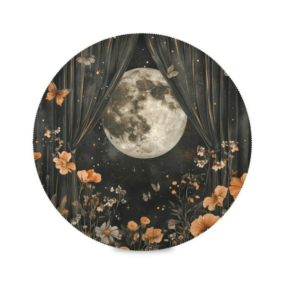 WOBOGO Spiritual Night Round Placemats Set of 1 Heat Resistant Washable Kitchen Table Decorations 15.4in