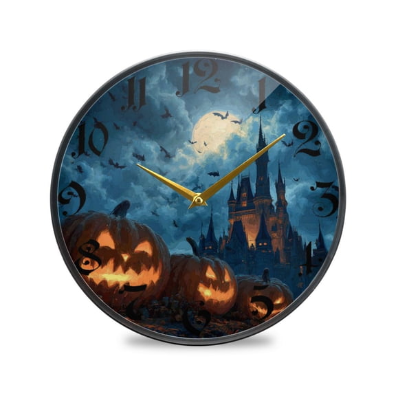 WOBOGO Spooky Castle Acrylic Wall Clock Battery Operated 9.5in Silent No Tick Bedroom Living Room Office Classroom Decoration