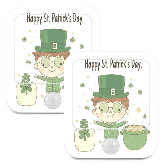 WOBOGO St Patricks Cartoon Doll Night Light Lamp with Smart Sensor Dusk to Dawn Sensor 0.6W Plug-in 2-Pack