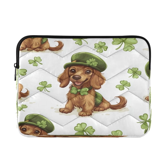 WOBOGO St Patricks Dachshund in A Shamrock Hat Pattern Laptop Sleeve 13.4 inch Lightweight Zipper Design Soft Padded Protection Against Scratches and Impacts