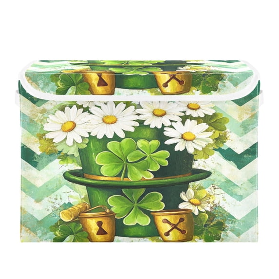 WOBOGO St Patricks Daisies Hat Large Collapsible Storage Box Flip Lid ...