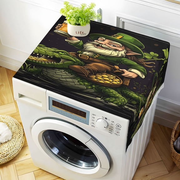WOBOGO St Patricks Dwarf Ride Crocodile Washing Machine Cloth Dryer Refrigerator Top Cover Protective Non-Slip Mat For Kitchen Laundry