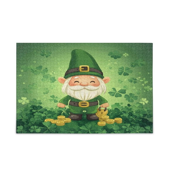 WOBOGO St Patricks Gnome Puzzle Challenge 500 Piece Jigsaw Suitable for Game Night Finished Size 20.5 x 14.9in