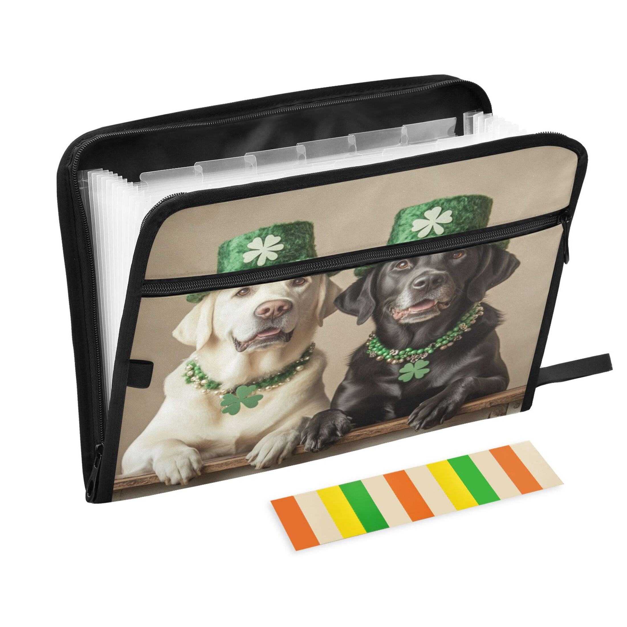 WOBOGO St Patricks Labrador Expanding File Folder Letter Size Accordion Filing Organizer 13 Pocket Separate Organ Pocket