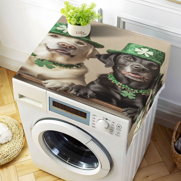 WOBOGO St Patricks Labrador Washing Machine Cloth Dryer Refrigerator Top Cover Protective Non-Slip Mat For Kitchen Laundry