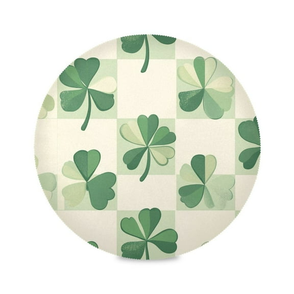 WOBOGO St Patricks Lucky Clover Round Placemats Set of 1 Heat Resistant Washable Kitchen Table Decorations 15.4in