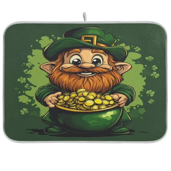 WOBOGO St Patricks Old Dwarf Kitchen Drying Mat Heat Resistant Drainage with Non-Slip Rubber Backing Hides Stains Super Absorbent Easy to Clean 16×18in