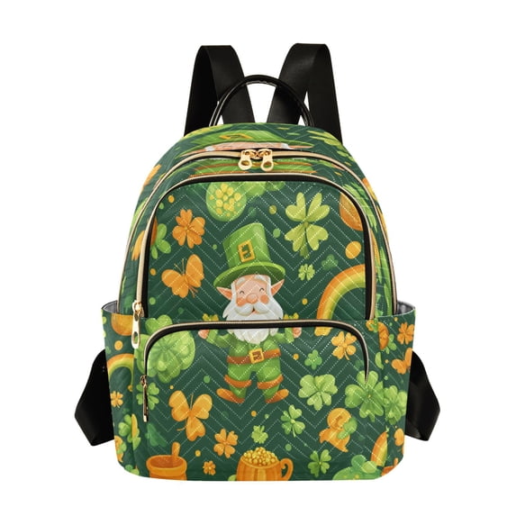 WOBOGO St Patricks Pattern with Leprechaun and Shamrock Butterfly Backpack Durable Lightweight Shoulder Bag Built-in Laptop Sleeve and Multiple Utility Compartments