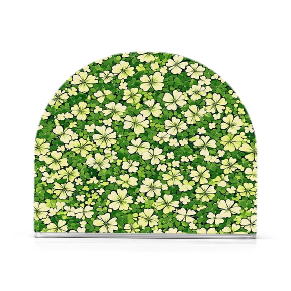 WOBOGO St Patricks Seamlessly Repeating Clover Clear Acrylic Napkin Holder Kitchen Tissue Face Towel Cocktail Rack Bar Restaurant Dinner Paper Dispenser