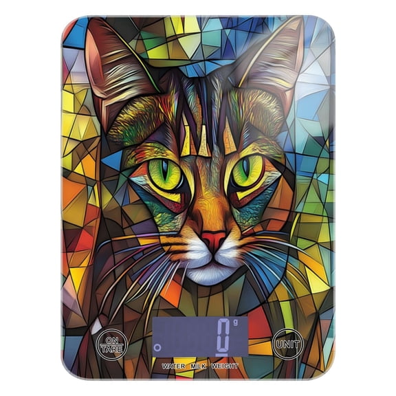 WOBOGO Stained Glass Civet Cat Kitchen Scale Digital Gram and Ounce Weighing for Cooking Baking Ketogenic Diet Meal Prep