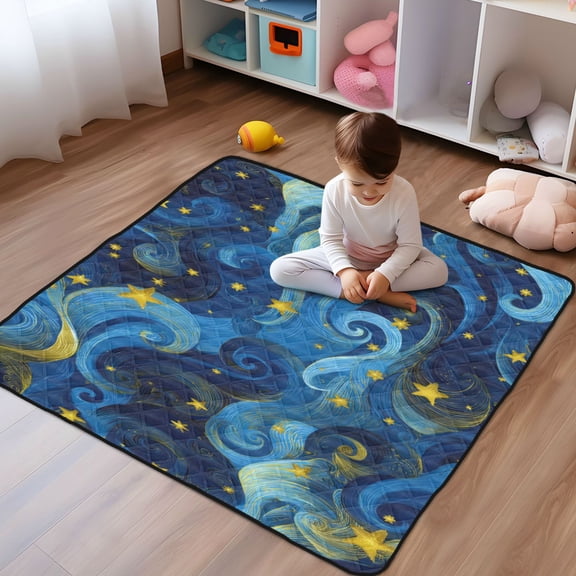 WOBOGO Star Cloud Night Sky Baby Playmats Extra Large Waterproof Rollable Activity Pads for Toddlers 5050inch