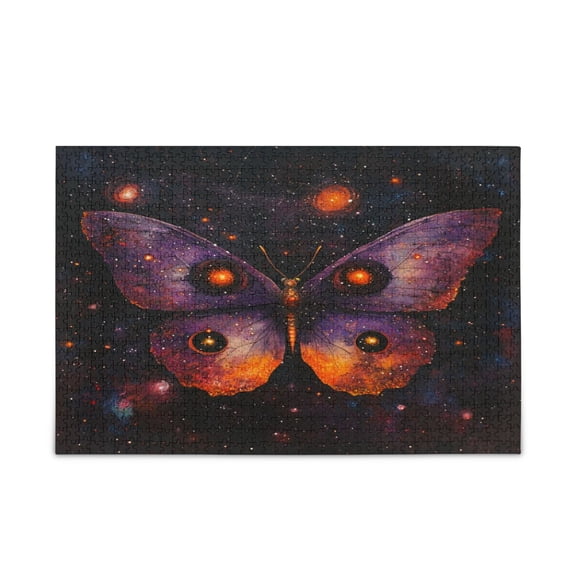 WOBOGO Star Purple Butterfly Puzzle Challenge 1000 Piece Jigsaw Suitable for Game Night Finished Size 29.5 x 19.7in