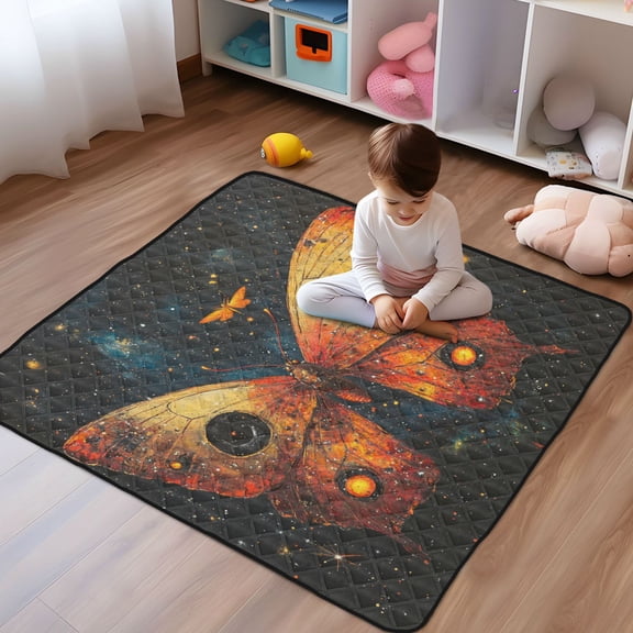 WOBOGO Star Red Butterfly Baby Playmats Extra Large Waterproof Rollable Activity Pads for Toddlers 5050inch