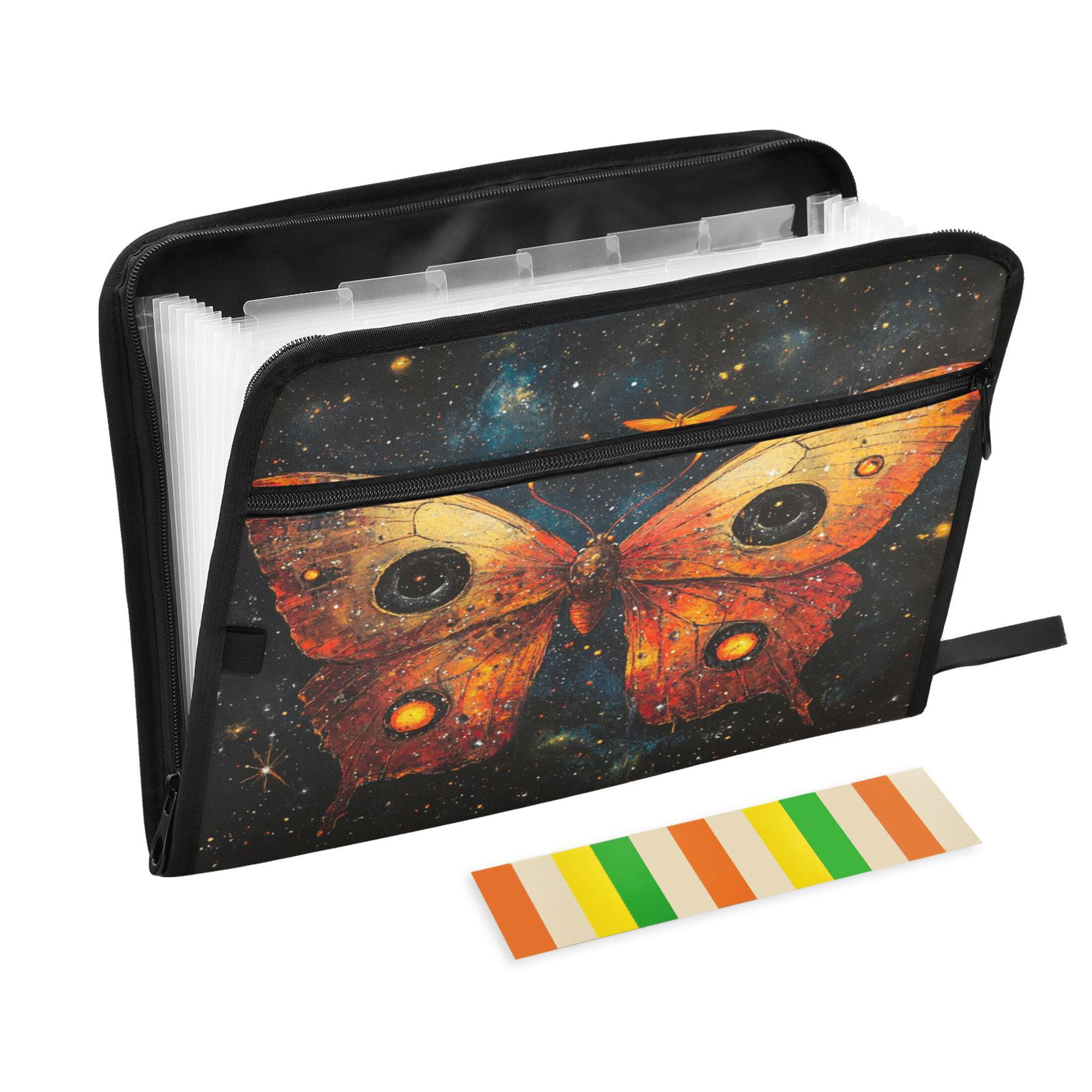 WOBOGO Star Red Butterfly Expanding File Folder Letter Size Accordion Filing Organizer 13 Pocket Separate Organ Pocket