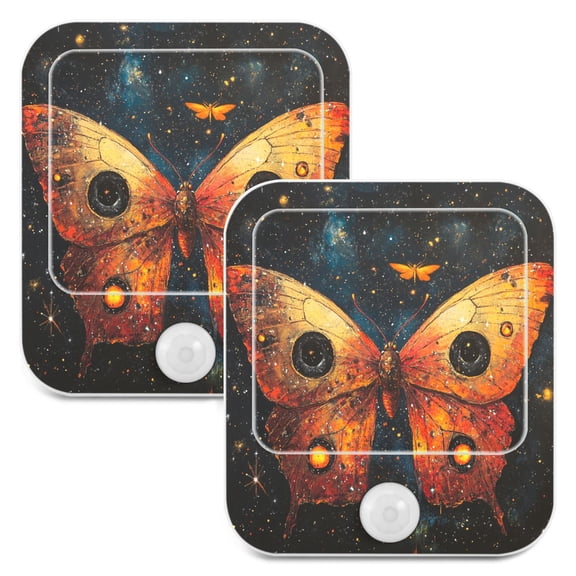 WOBOGO Star Red Butterfly Night Light Lamp with Smart Sensor Dusk to Dawn Sensor 0.6W Plug-in 2-Pack