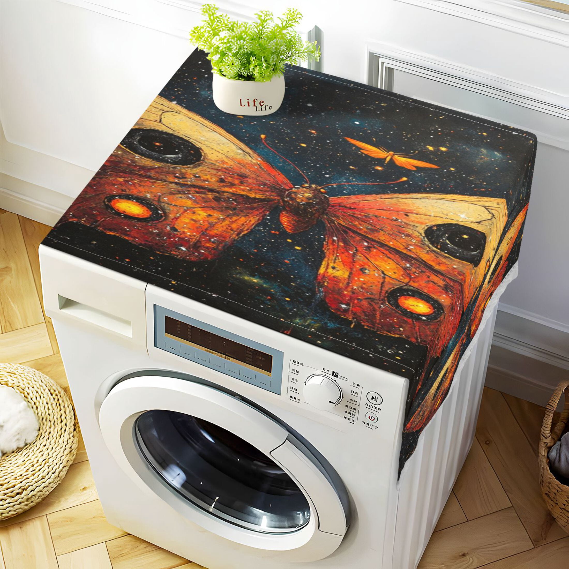 WOBOGO Star Red Butterfly Washing Machine Cloth Dryer Refrigerator Top Cover Protective Non-Slip Mat For Kitchen Laundry