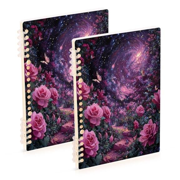 WOBOGO Star River Rose Notebook College Horizontal Grid Paper Ink Spill Resistant Water Resistant Cover 8.3x5.7x0.4in