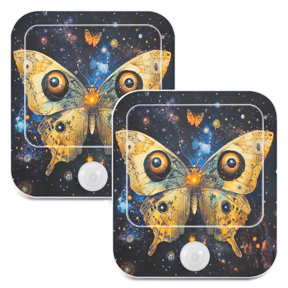 WOBOGO Star Yellow Butterfly Night Light Lamp with Smart Sensor Dusk to Dawn Sensor 0.6W Plug-in 2-Pack