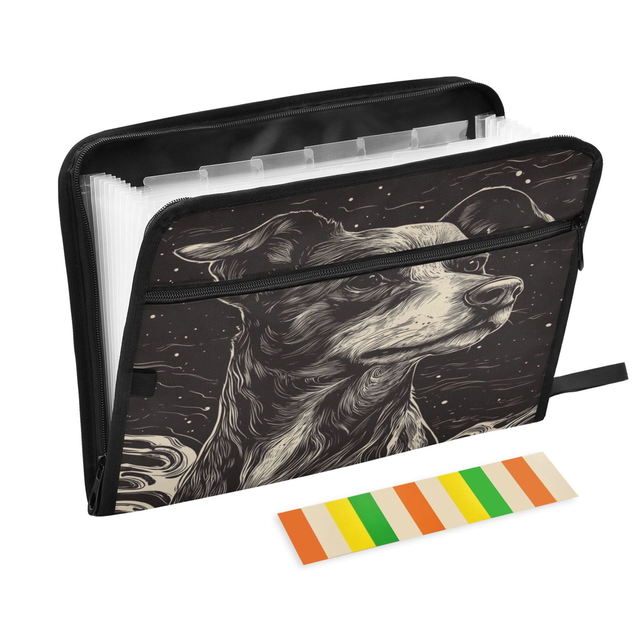 WOBOGO Starlight Dog Pattern Expanding File Folder Letter Size Accordion Filing Organizer 13 Pocket Separate Organ Pocket