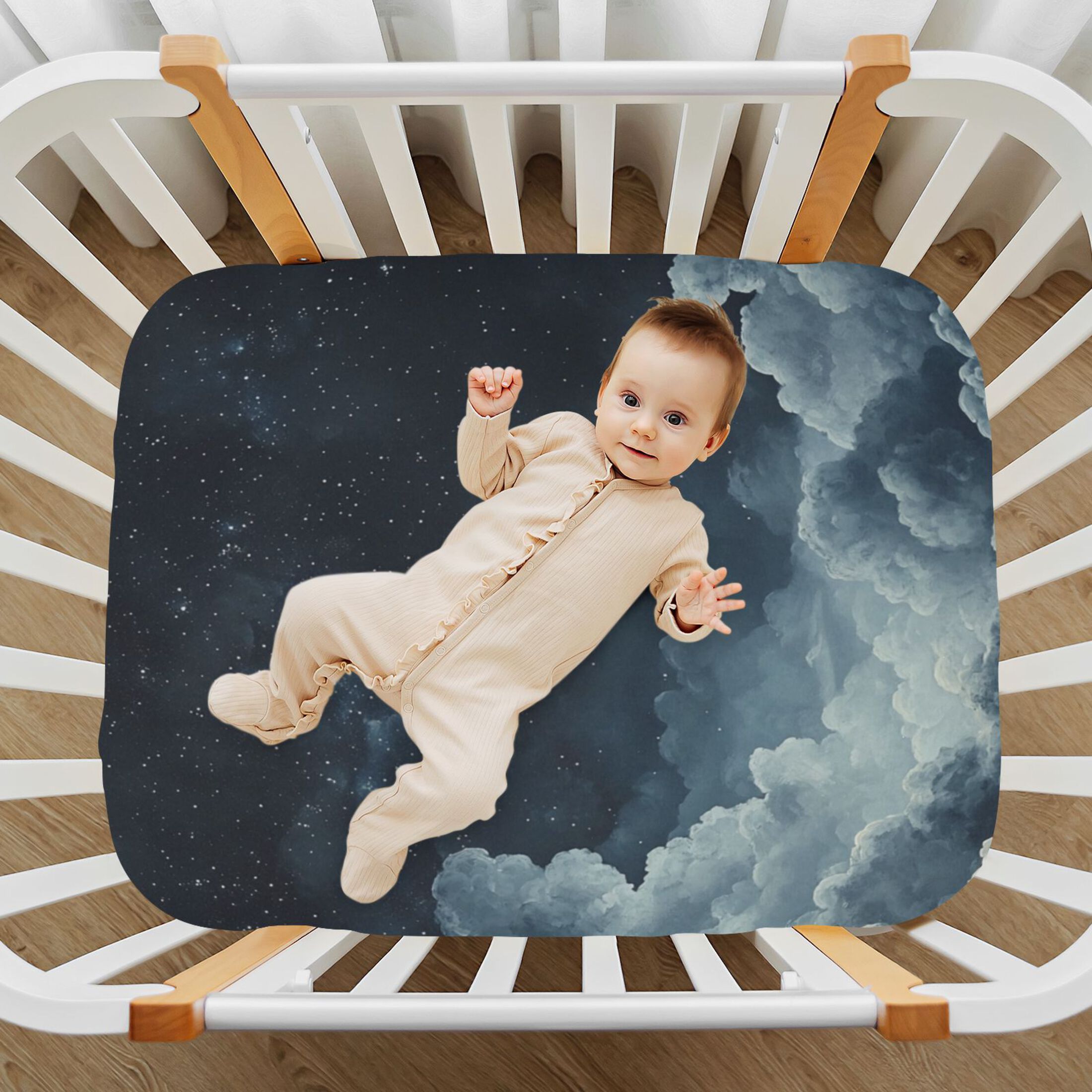 WOBOGO Starry Night Sky Picture Baby Crib Sheets Super Soft Microfiber