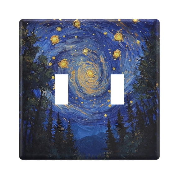WOBOGO Starry Night Sky with Fireflies 2-hole Switch Plates PC Flame Retardant Plastic Material Glossy Finish Smooth Touch 4.56x4.48x0.27in