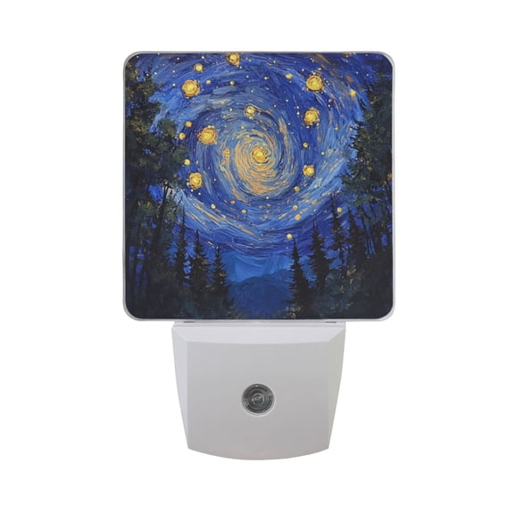 WOBOGO Starry Night Sky with Fireflies LED Night Light 2 Pcs Set 0.5 Watt Wall Plug in Dusk to Dawn Automatic Switch Soft White Light