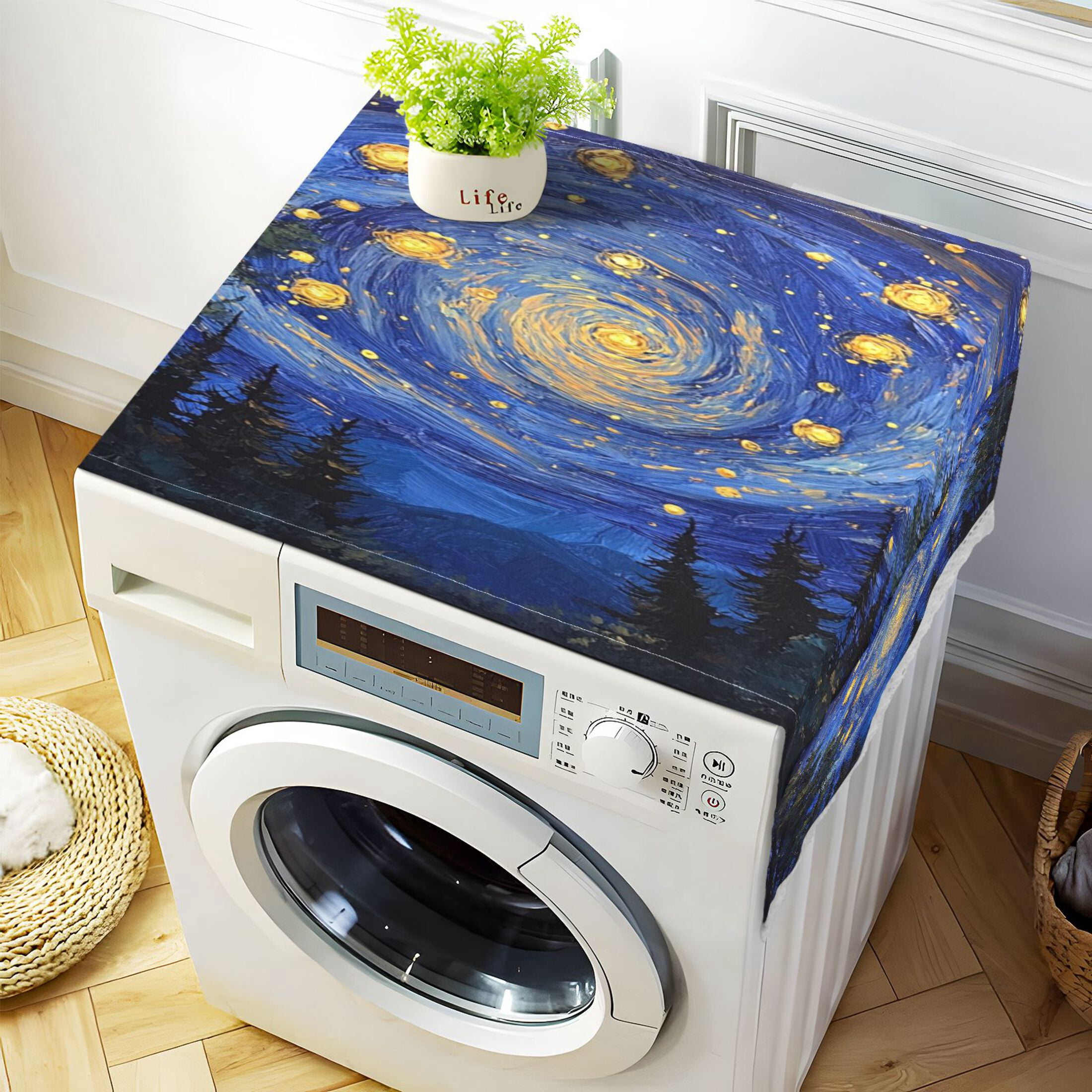 WOBOGO Starry Night Sky with Fireflies Washing Machine Cloth Dryer Refrigerator Top Cover Protective Non-Slip Mat For Kitchen Laundry
