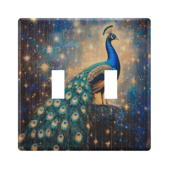 WOBOGO Starry Peacock 2-hole Switch Plates PC Flame Retardant Plastic Material Glossy Finish Smooth Touch 4.56x4.48x0.27in