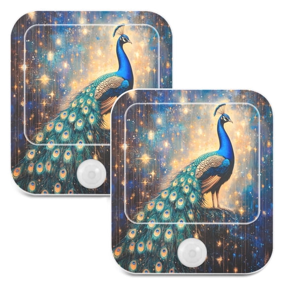 WOBOGO Starry Peacock Night Light Lamp with Smart Sensor Dusk to Dawn Sensor 0.6W Plug-in 2-Pack