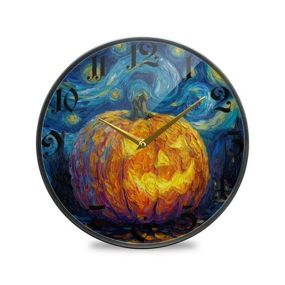 WOBOGO Starry Pumpkin Acrylic Wall Clock Battery Operated 11.9in Silent No Tick Bedroom Living Room Office Classroom Decoration