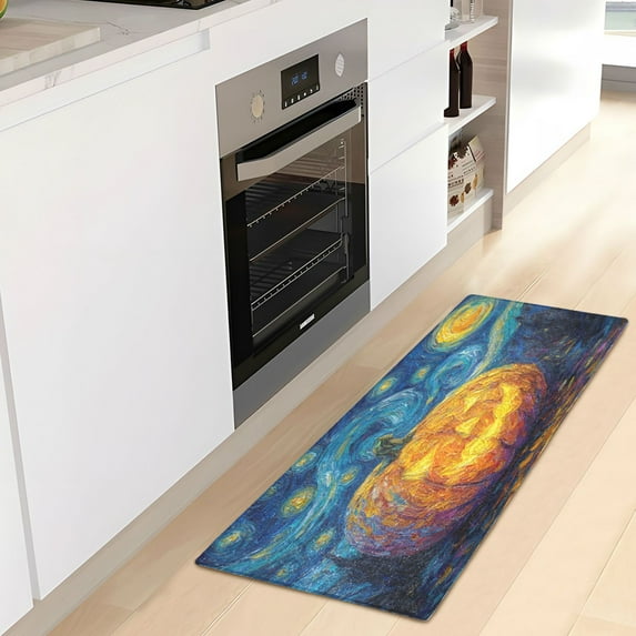 WOBOGO Starry Pumpkin Carpet 39x20in Kitchen Bathroom Livingroom Plush Absorbent Non-Slip Floor Mat
