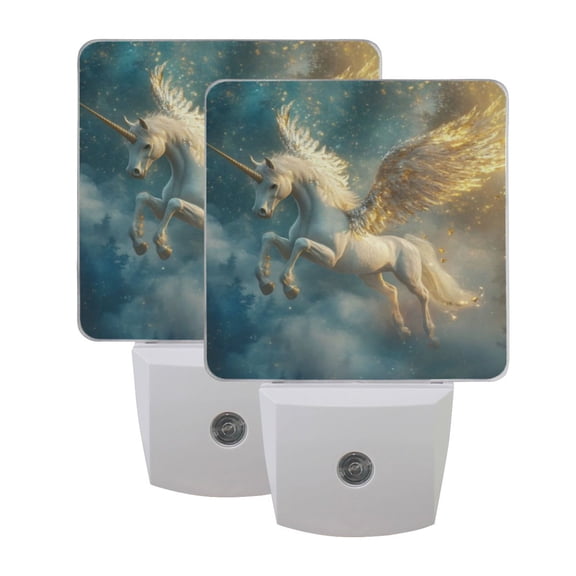 WOBOGO Starry Sky Pegasus LED Night Light 2 Pcs Set 0.5 Watt Wall Plug in Dusk to Dawn Automatic Switch Soft White Light