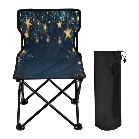 WOBOGO Stars on A Dark Blue Sky Camping Chair Convenient Four Corner Backrest Folding Stool Can Hold Up to 220lbs