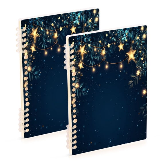 WOBOGO Stars on A Dark Blue Sky Notebook College Horizontal Grid Paper Ink Spill Resistant Water Resistant Cover 8.3x5.7x0.4in