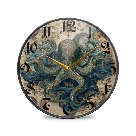 WOBOGO Steam Octopus Acrylic Wall Clock Battery Operated 9.5in Silent No Tick Bedroom Living Room Office Classroom Decoration