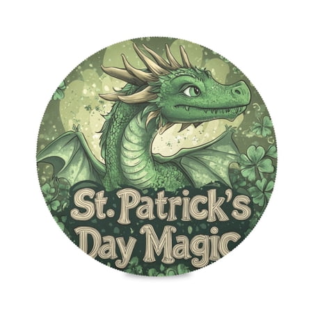 WOBOGO Stpatricks Day Anime Dragon Round Placemats Set of 6 Heat Resistant Washable Kitchen Table Decorations 15.4in