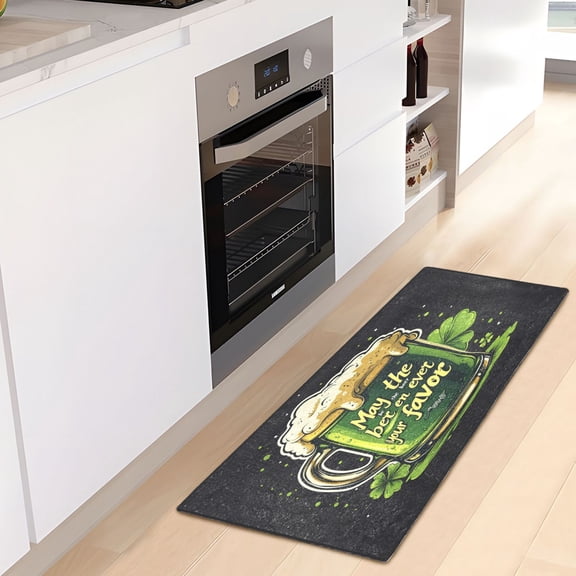 WOBOGO Stpatricks Day Beer Carpet 39x20in Kitchen Bathroom Plush Absorbent Non-Slip Floor Mat