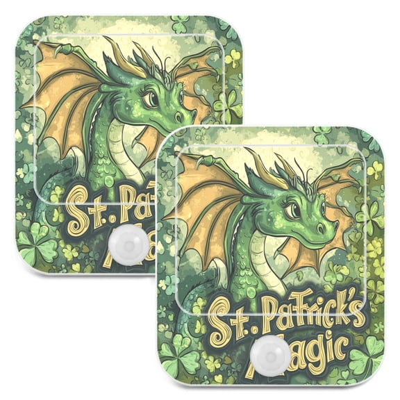 WOBOGO Stpatricks Day Cartoon Dragons Night Light Lamp with Smart Sensor Dusk to Dawn Sensor 0.6W Plug-in 2-Pack