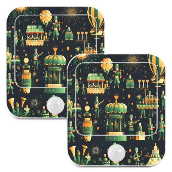 WOBOGO Stpatricks Day Celebration Figure Night Light Lamp with Smart Sensor Dusk to Dawn Sensor 0.6W Plug-in 2-Pack