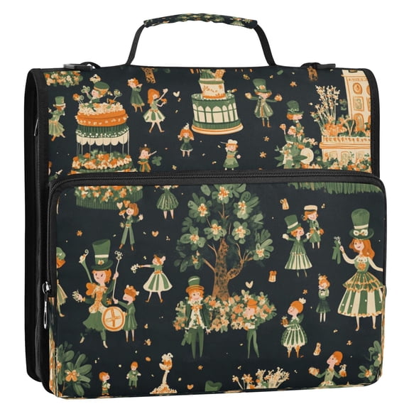 WOBOGO Stpatricks Day Celebration Picture Ring Binder Bag 1.5in Folder Organizer with Shoulder Strap for 13Inch Laptop and 500 Sheets of Paper