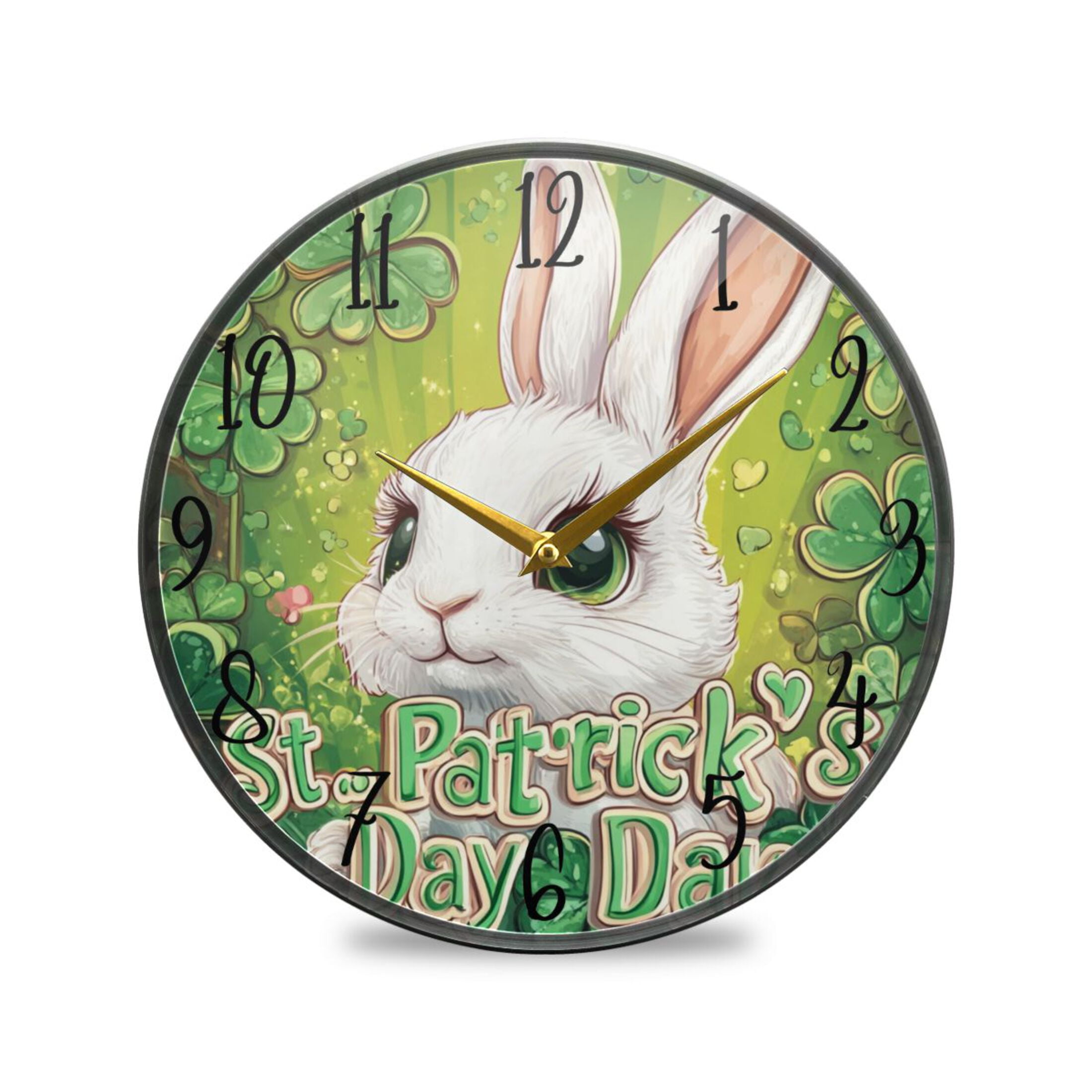 Clock Rabbit Bon WOBOGO Stpatricks Day Cute Bunny Acrylic Wall Clock Battery Operated 9 ...